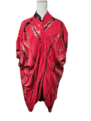 Red/Black Boho Tie-Dye Cardigan | Cozy & Chic
