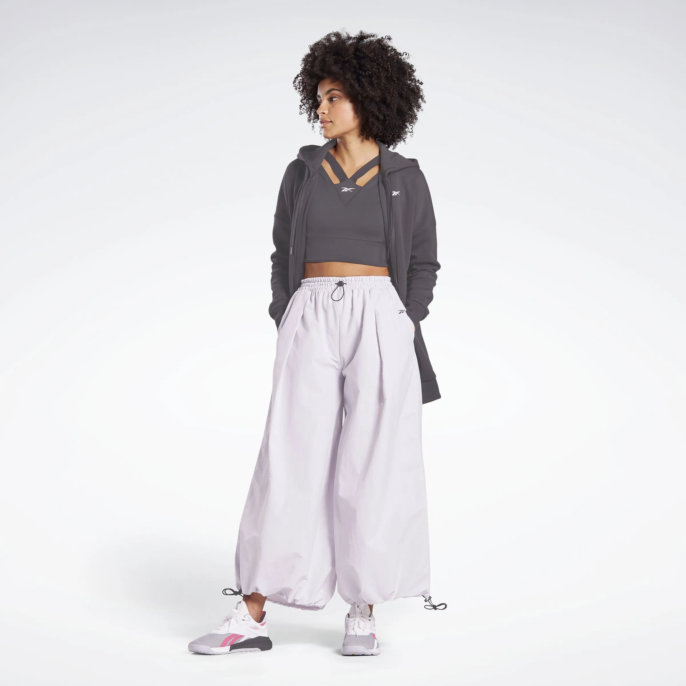 Reebok Apparel Women Wide Leg Woven Tracksuit Bottoms Porcel