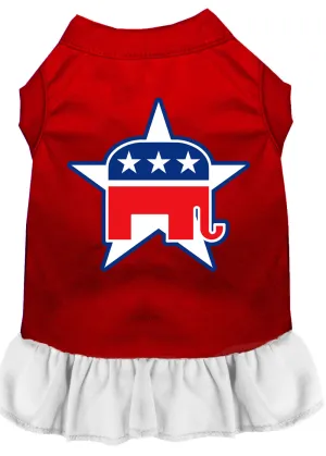 Republican Screen Print Dress Red With White Lg