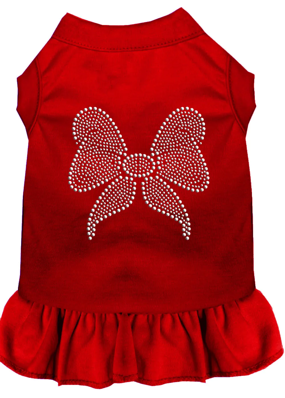 Rhinestone Bow Dress Red Xs