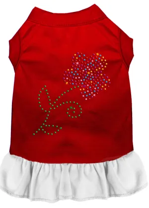 Rhinestone Multi Flower Dress Red With White Xxl
