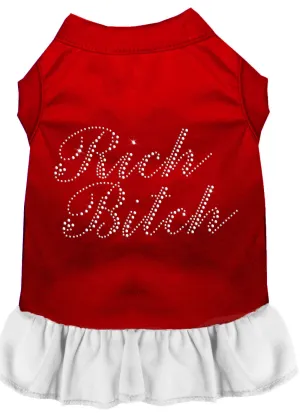 Rhinestone Rich Bitch Dress Red With White Xxxl