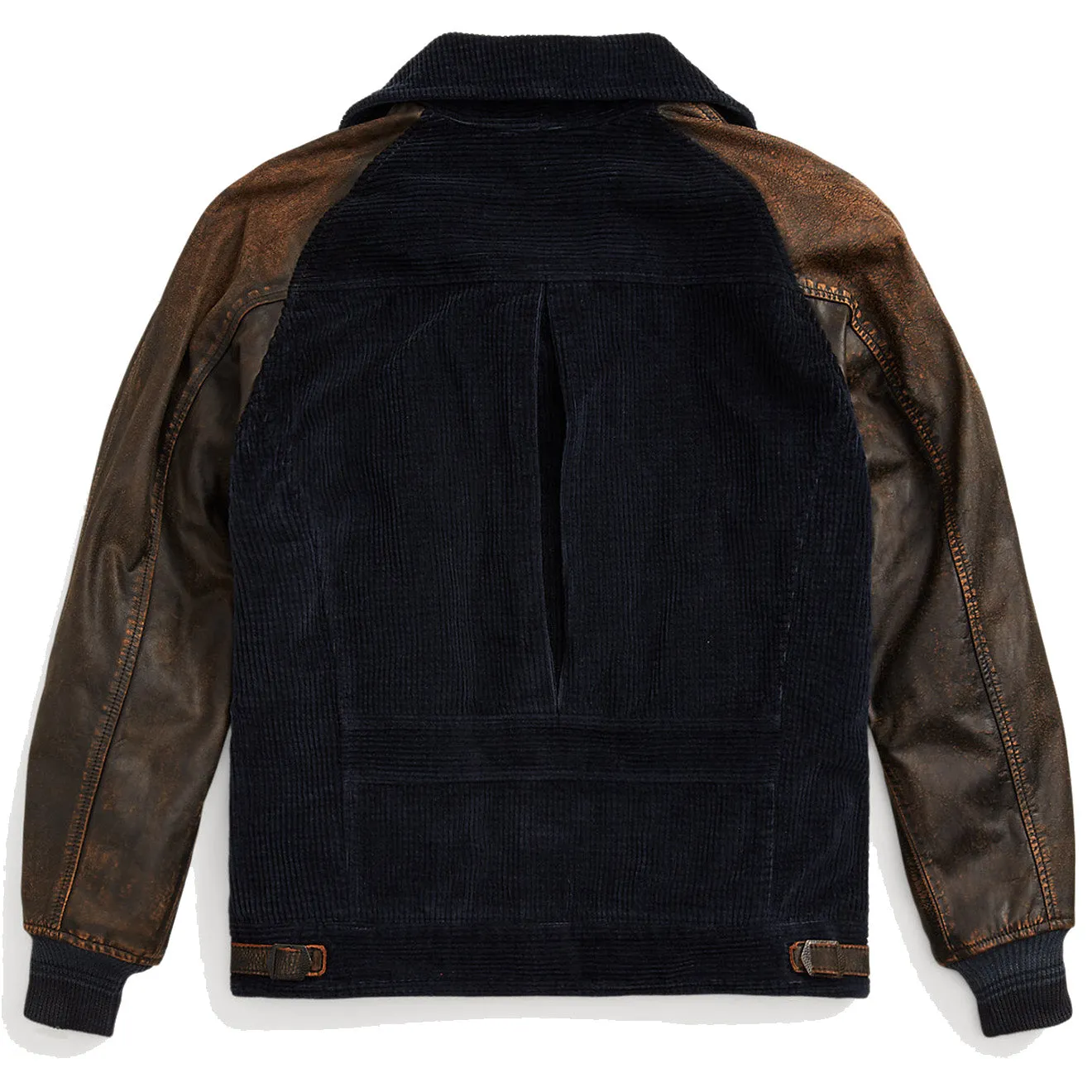 RRL by Ralph Lauren Appliqued Corduroy Leather-Sleeve Jacket Black/Deep Navy