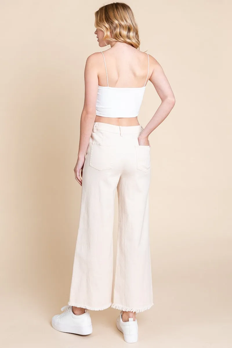 Sewn And Seen Beige Washed Wide Leg Pants