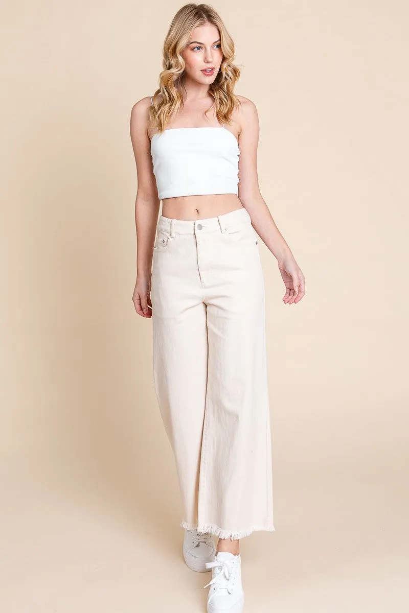 Sewn And Seen Beige Washed Wide Leg Pants