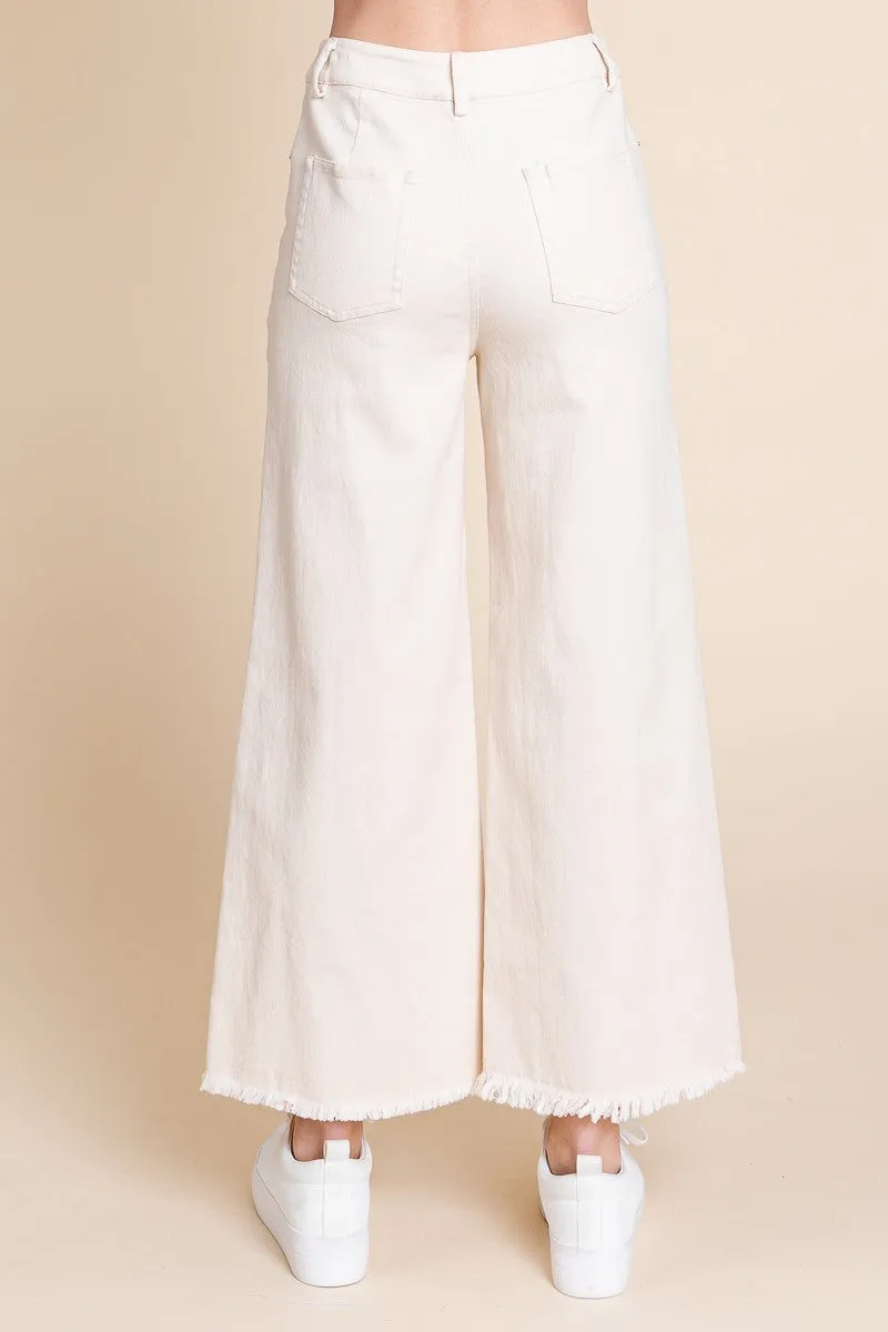 Sewn And Seen Beige Washed Wide Leg Pants