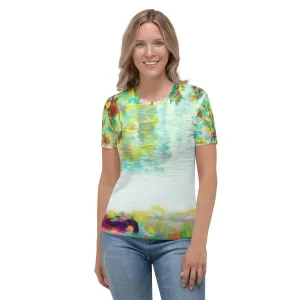 She's In Moment Watercolor All-Over Print Women's Crew Neck T-Shirt