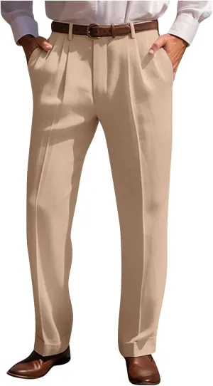 Sinzelimin Men's Suit Pants Fashion Solid Color Dressy Business Casual Office Work Trouser Straight Wide Leg Sweatpant