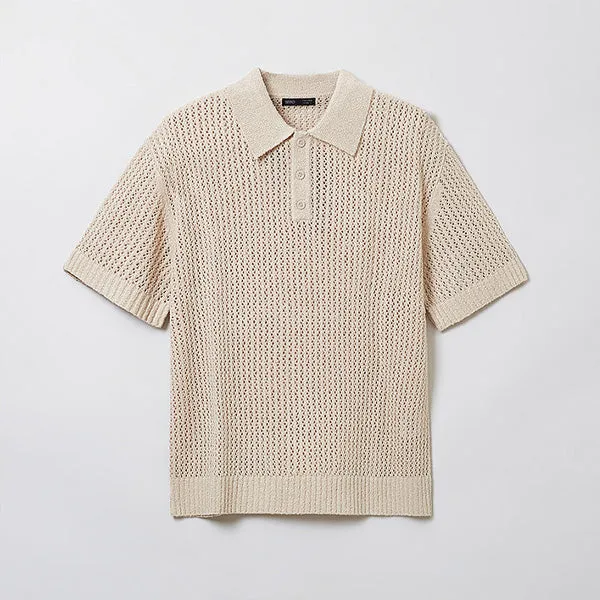 SPAO Men Short Sleeve Knit Pullover SPKWE37M01 Light beige