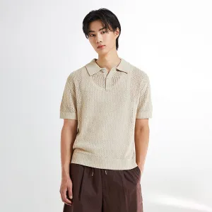 SPAO Men Short Sleeve Knit Pullover SPKWE37M01 Light beige