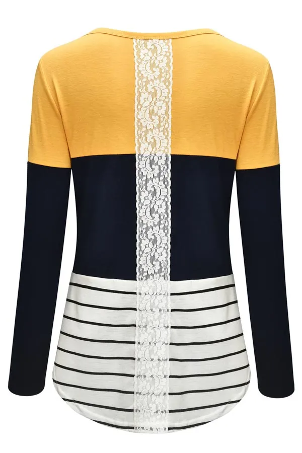 Stitching Contrast Stripes Color Block Comfortable Nursing Top