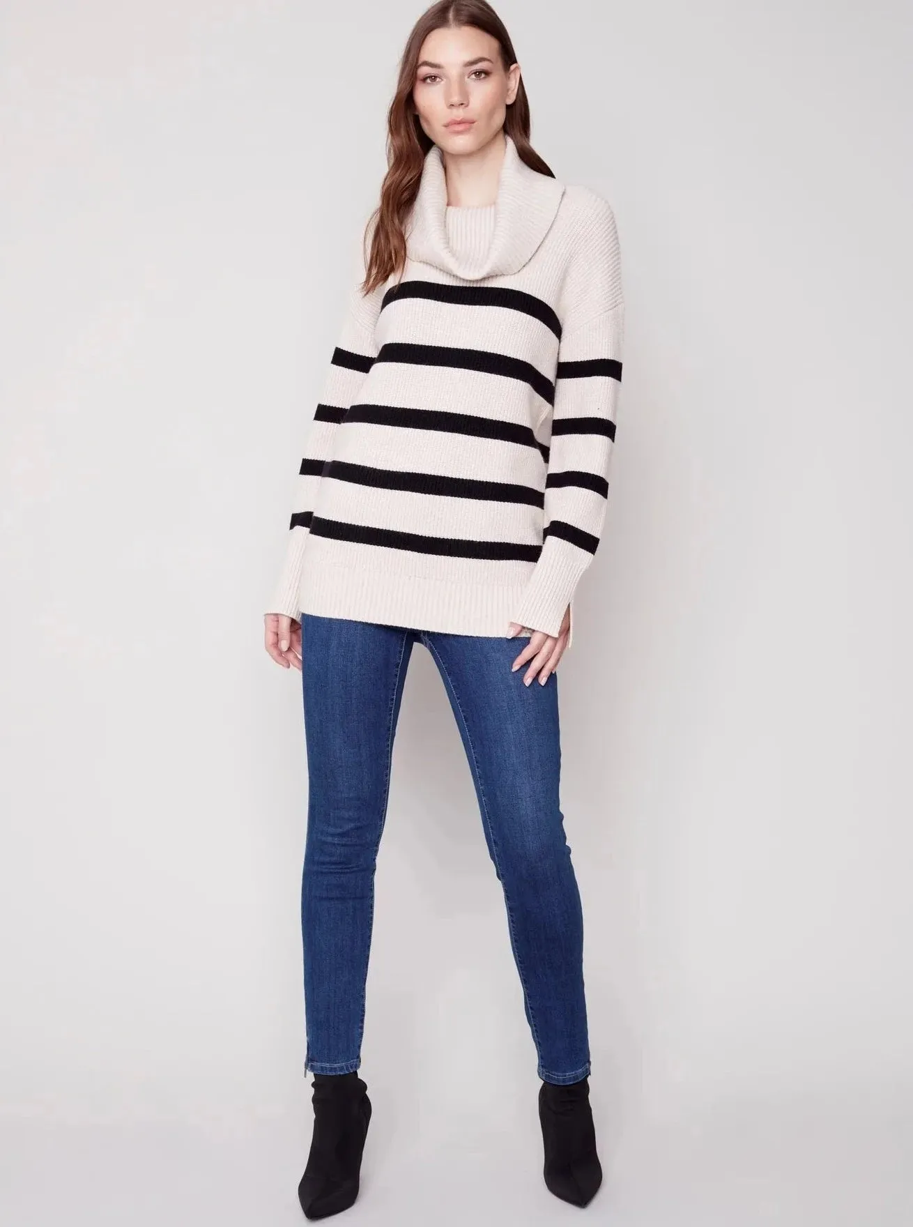Stripe Turtle Neck [Heather Almond-C2600]