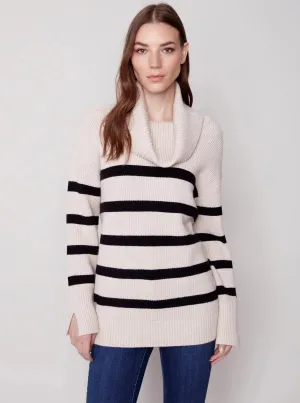 Stripe Turtle Neck [Heather Almond-C2600]