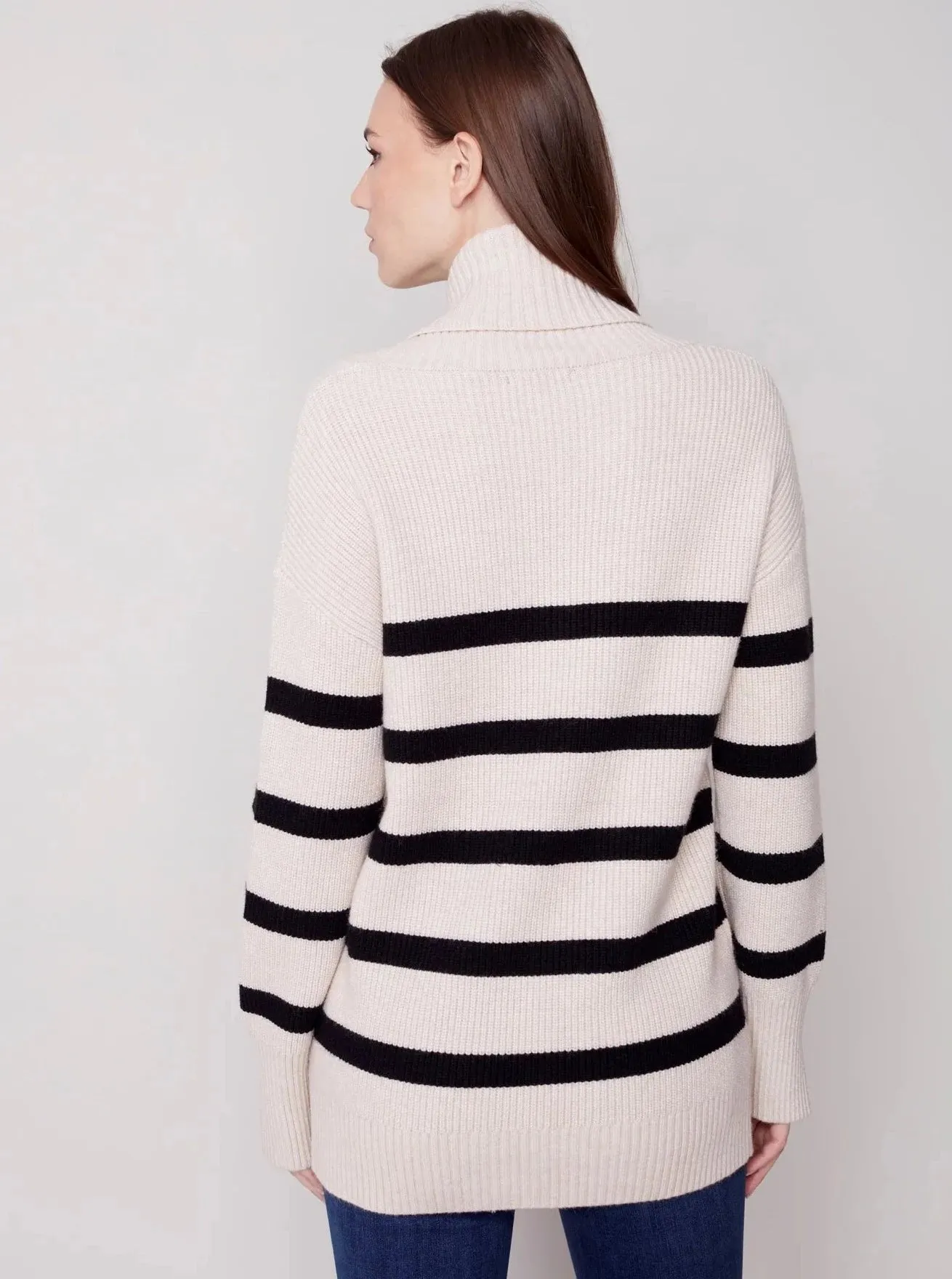 Stripe Turtle Neck [Heather Almond-C2600]
