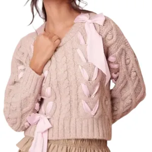 Sweet Twist Bow Sweater - Light Brown