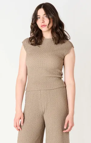 Taupe Cap Sleeve Textured Top 2524014 T