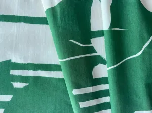 Tightly-Woven Verdant Forest & Ivory Abstract Organic Cotton (Made in Italy)