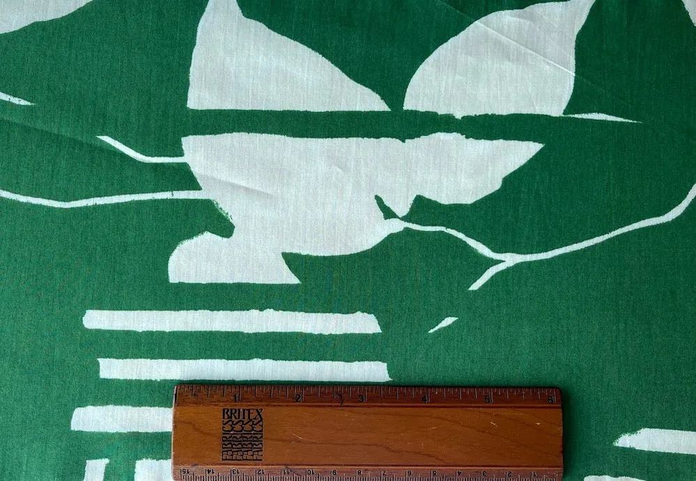 Tightly-Woven Verdant Forest & Ivory Abstract Organic Cotton (Made in Italy)