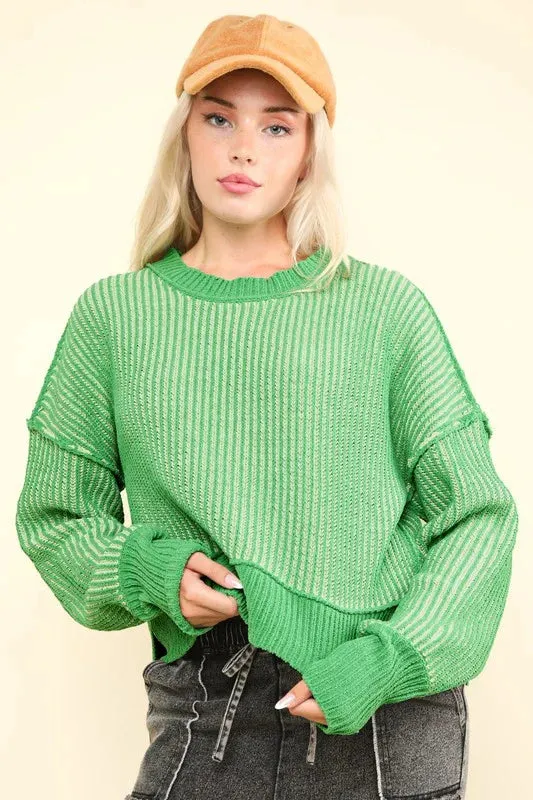 Two Tone Crop Ribbed Sweater Tops - 2 Colors!