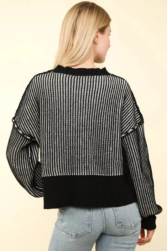 Two Tone Crop Ribbed Sweater Tops - 2 Colors!
