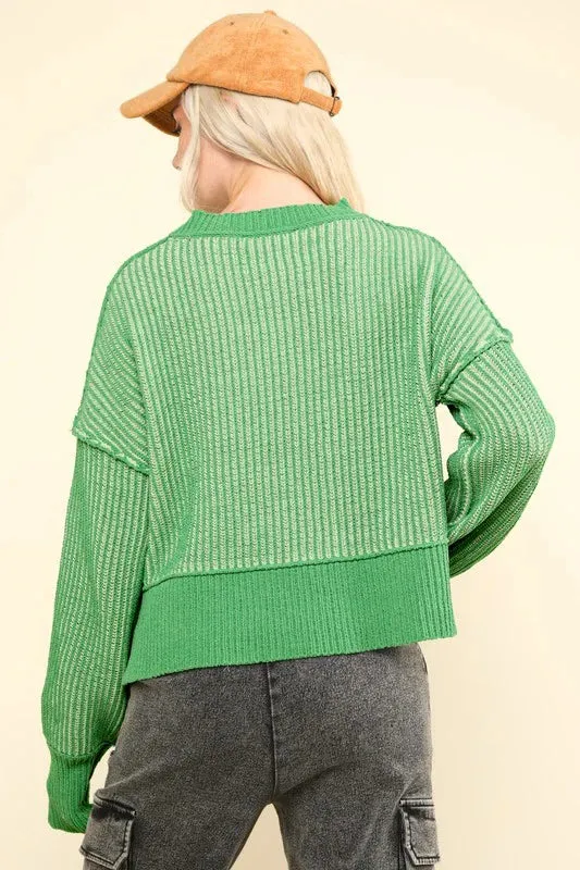 Two Tone Crop Ribbed Sweater Tops - 2 Colors!