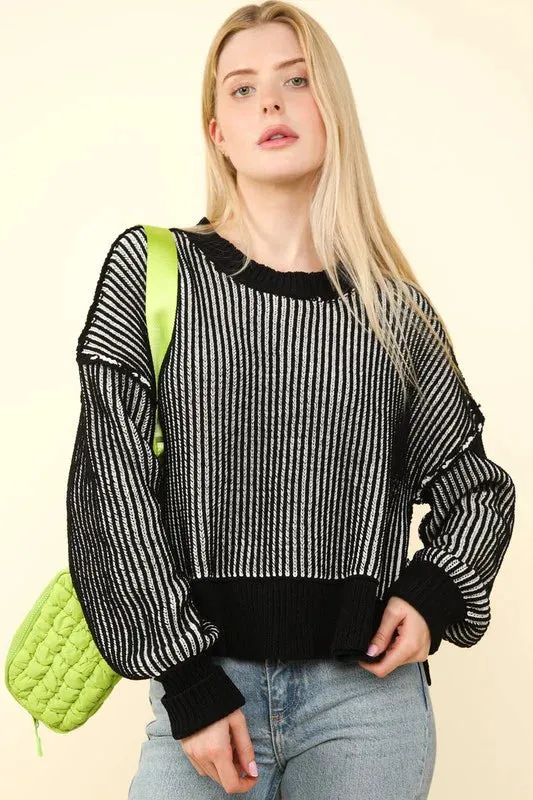 Two Tone Crop Ribbed Sweater Tops - 2 Colors!