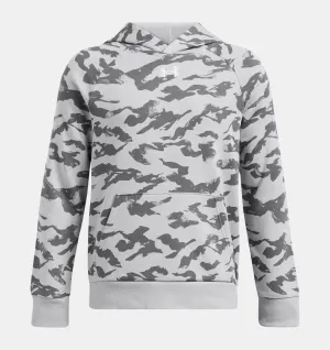 Under Armour Boys' UA Rival Fleece Camo Printed Hoodie - Mod Gray / Castlerock,  Midnight Navy / Downpour Gray