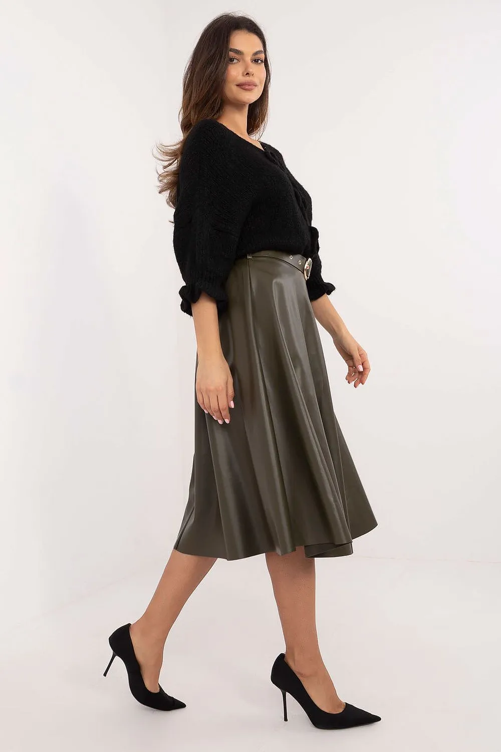 Unique flared cut midi skirt