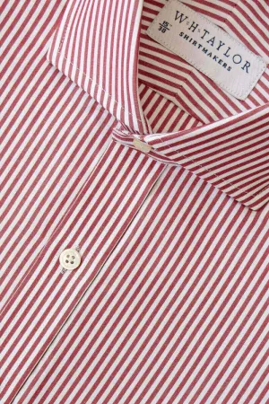 Wine Bengal Stripe Poplin Ladies Bespoke Shirt
