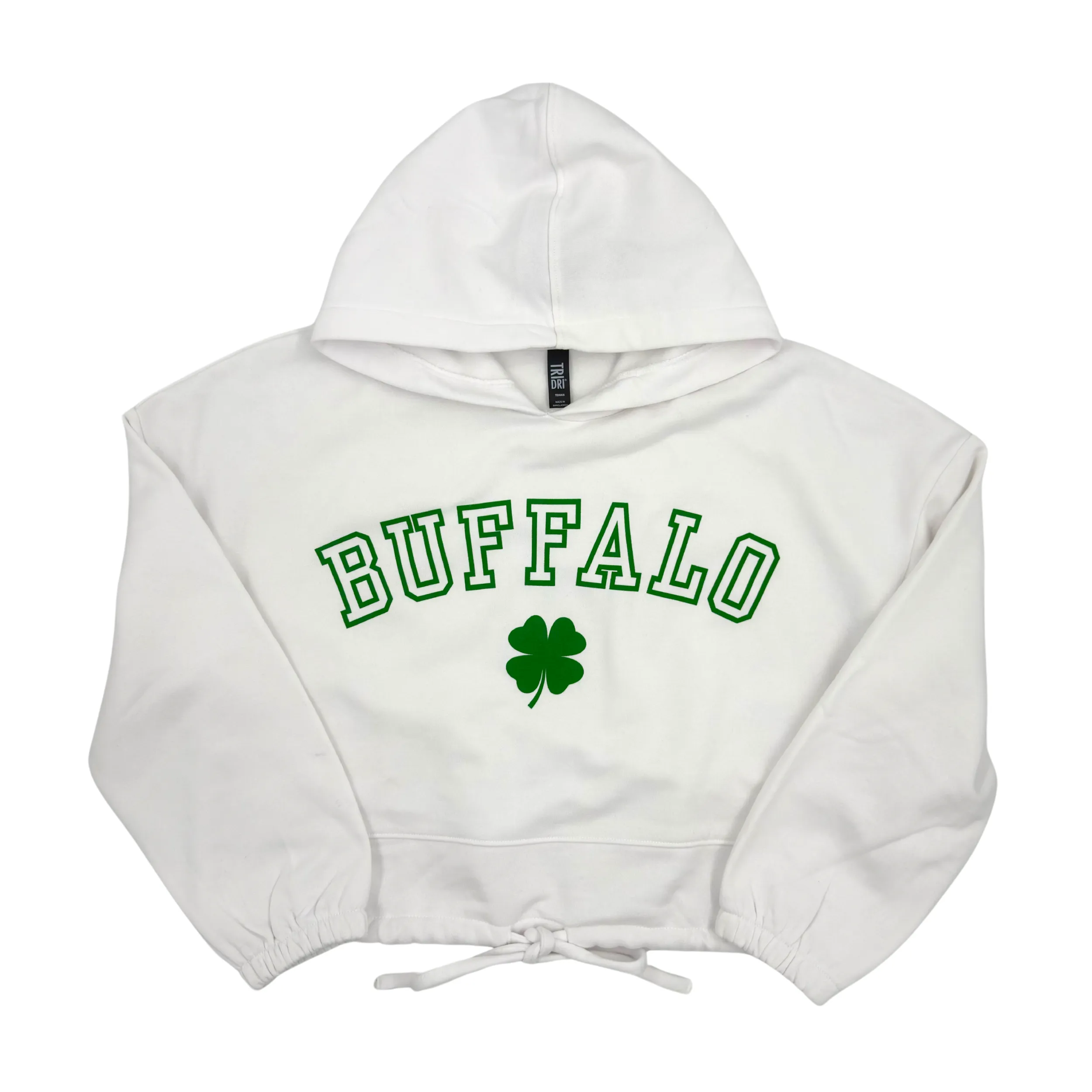 Women's Buffalo With Clover White Cropped Hoodie