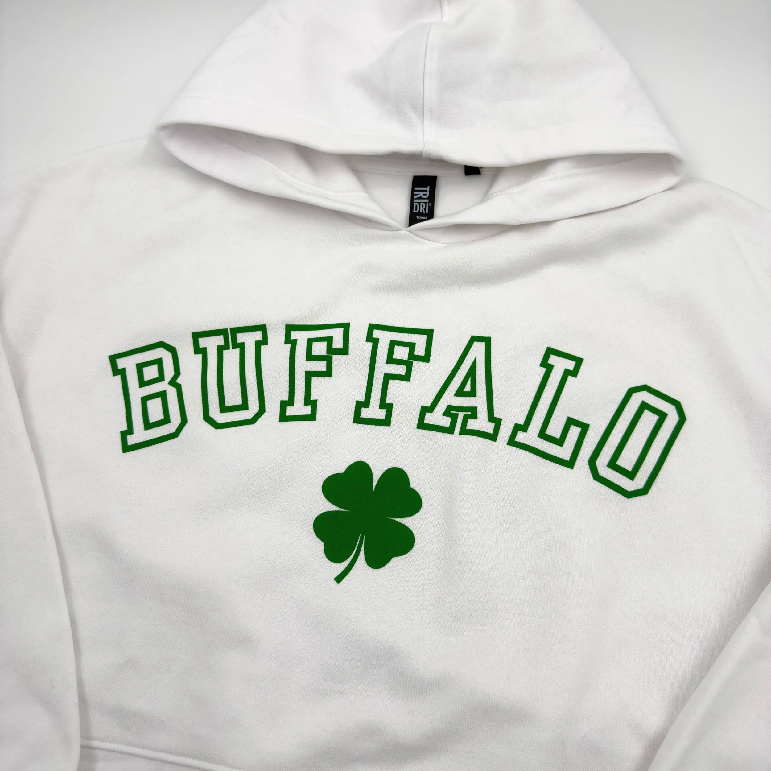 Women's Buffalo With Clover White Cropped Hoodie