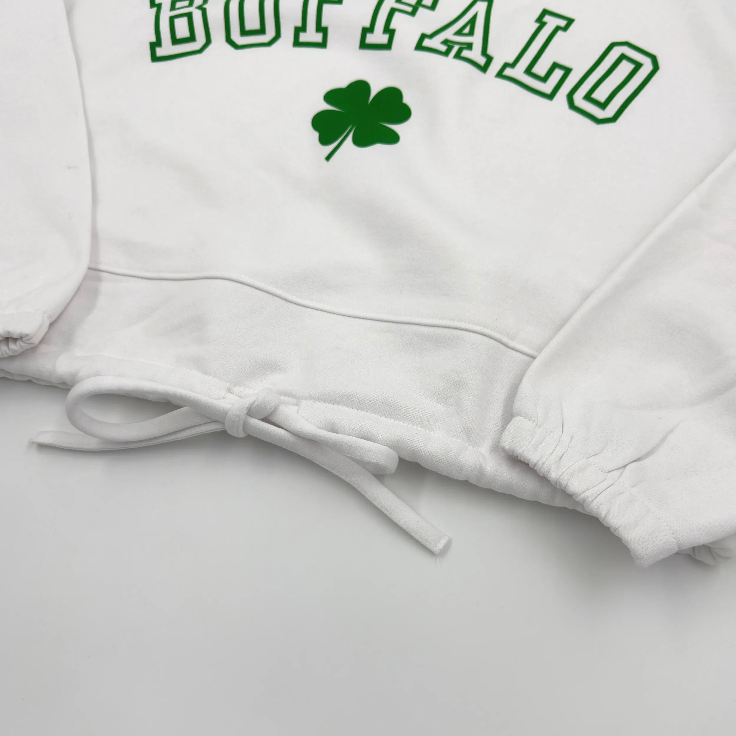 Women's Buffalo With Clover White Cropped Hoodie
