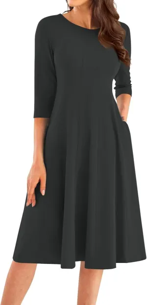 Womens Fall Fashion 2024 Elegant Dresses for Women Pleated Midi A Line Dress Semi Formal