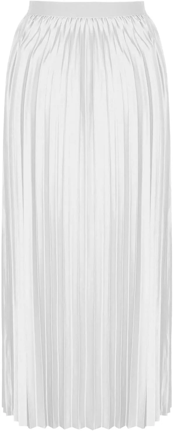 Women's High Waist Pleated Skirt Plus Size Boho A line Skirts Solid Elastic Waist Skirt Summer Casual Flowy Skirts