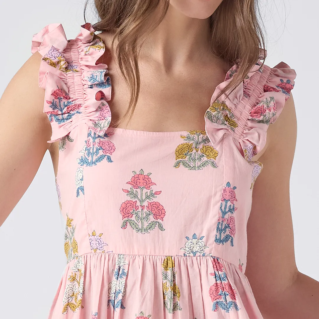 Womens Via Dress - Small Pink Flowerette