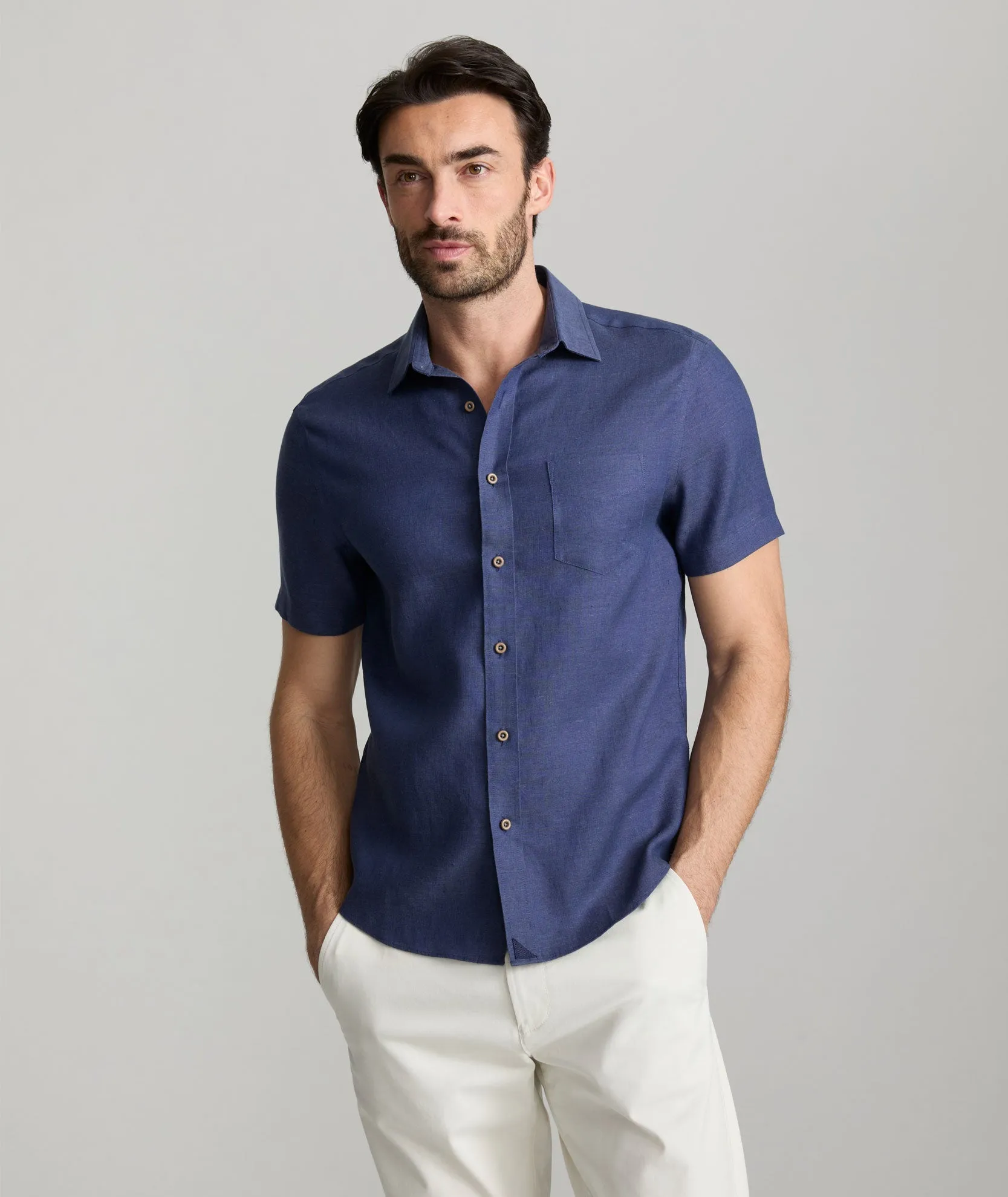 Wrinkle-Resistant Linen Short Sleeve Cameron Shirt