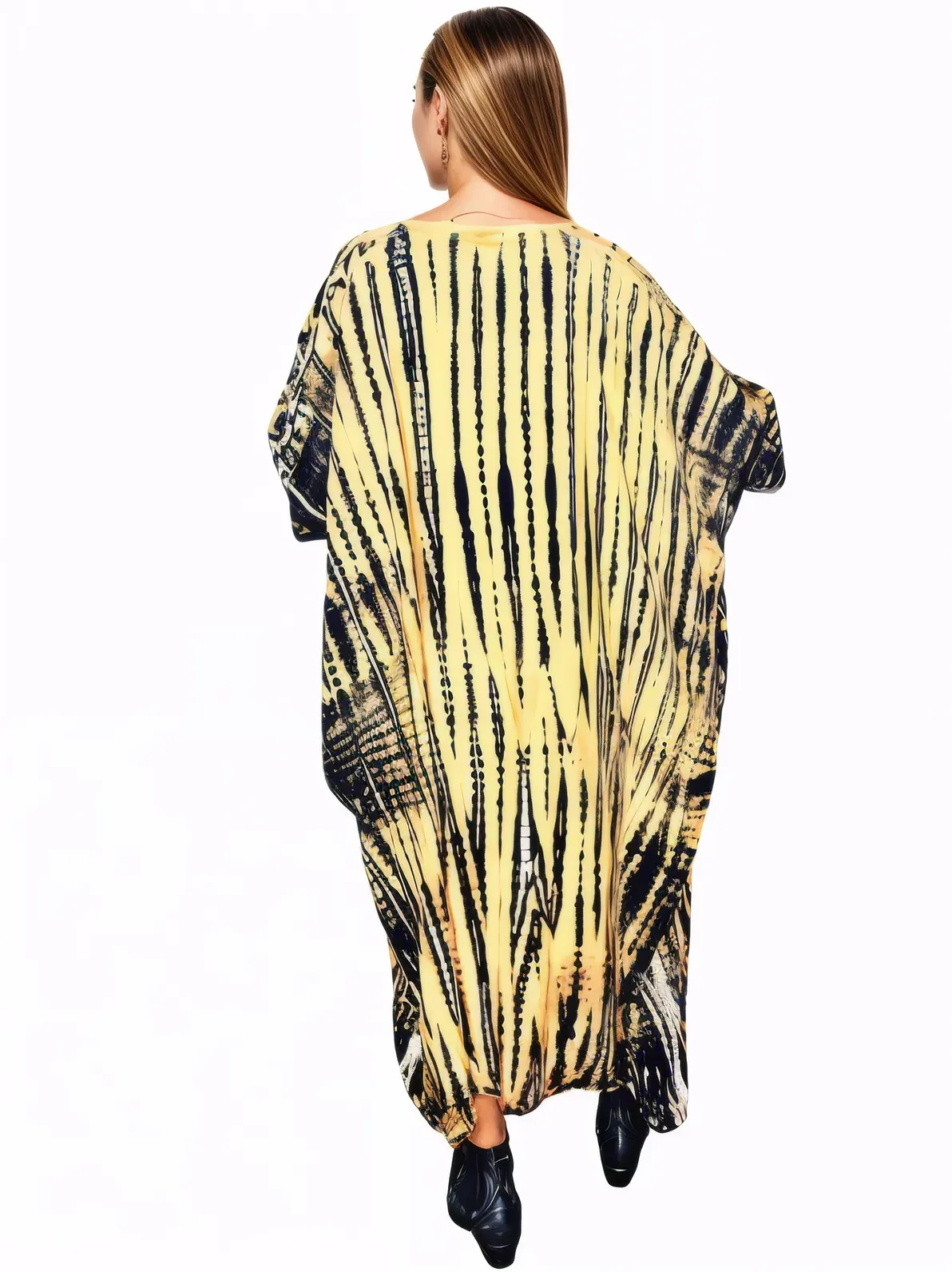 Yellow/Black Boho Tie-Dye Cardigan | Cozy & Chic