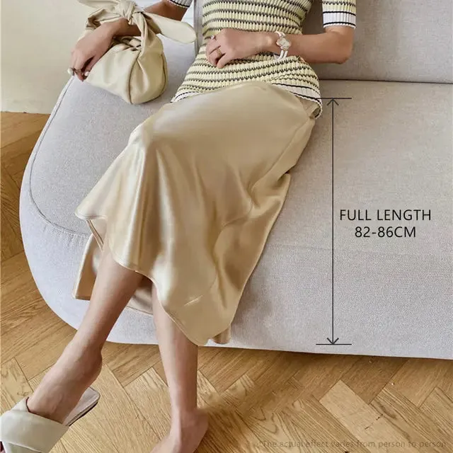 Zeagoo High Waisted A-line Silk Skirts