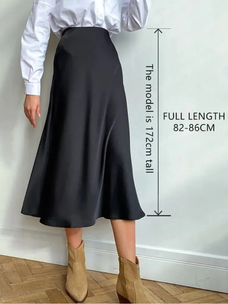 Zeagoo High Waisted A-line Silk Skirts