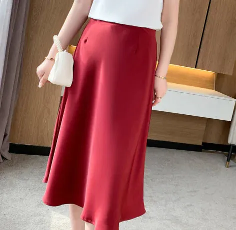 Zeagoo High Waisted A-line Silk Skirts